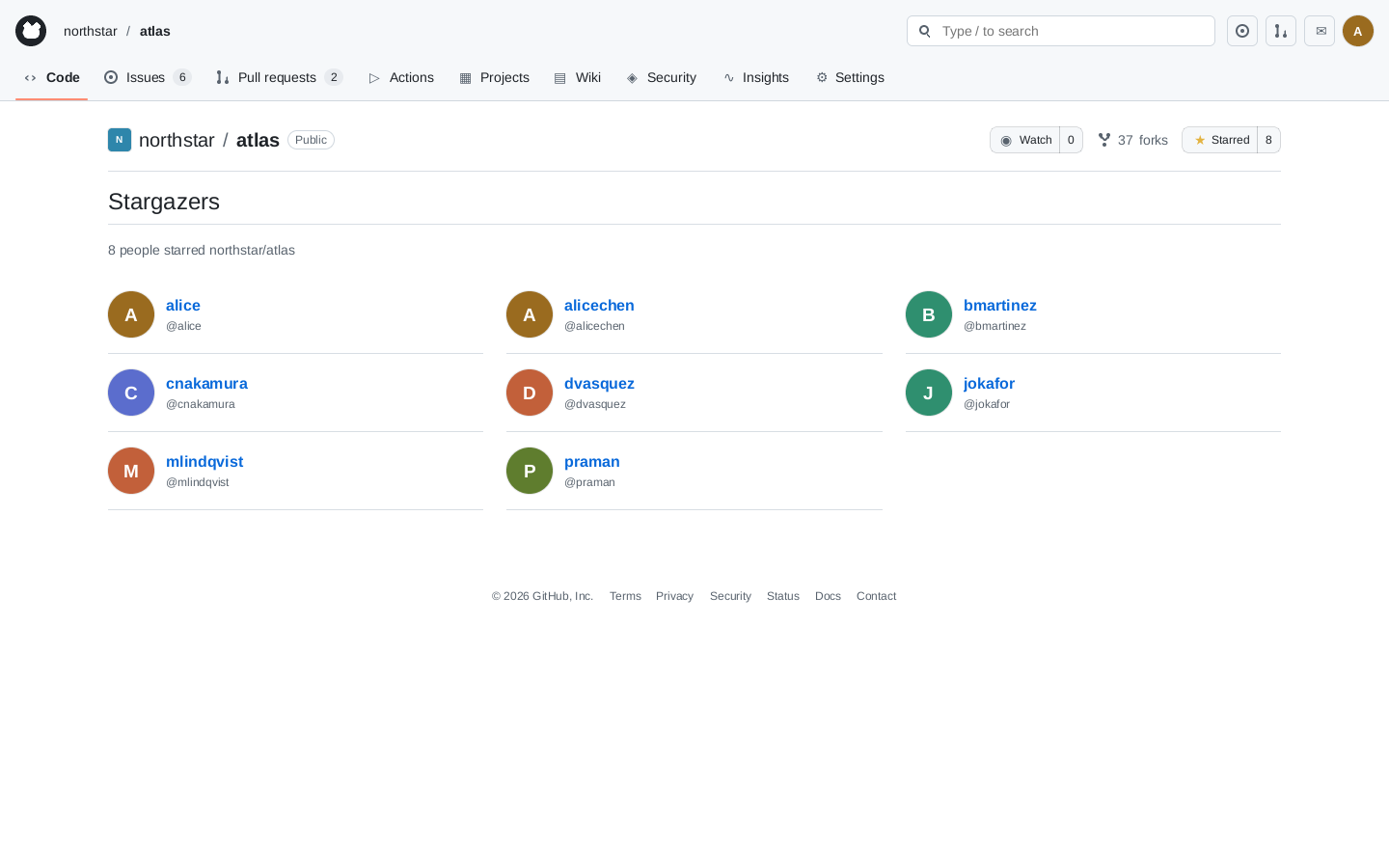 The repository starred by the agent